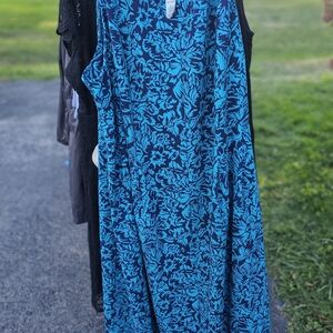 Catherines Vibrant Blue Patterned Maxi Dress